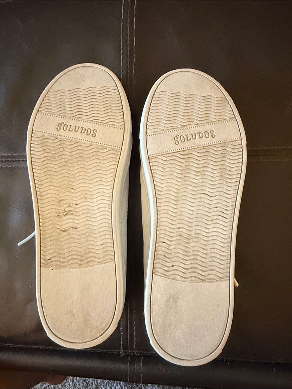 Soludos White Leather Classic Ibiza Sneakers with Tan Heel Accent - Picture 6 of 7
